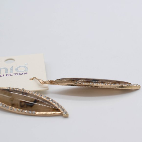 Mia Collection by Kim Min Sun Brown Gold Jeweled Dangle Earrings - Picture 4 of 4